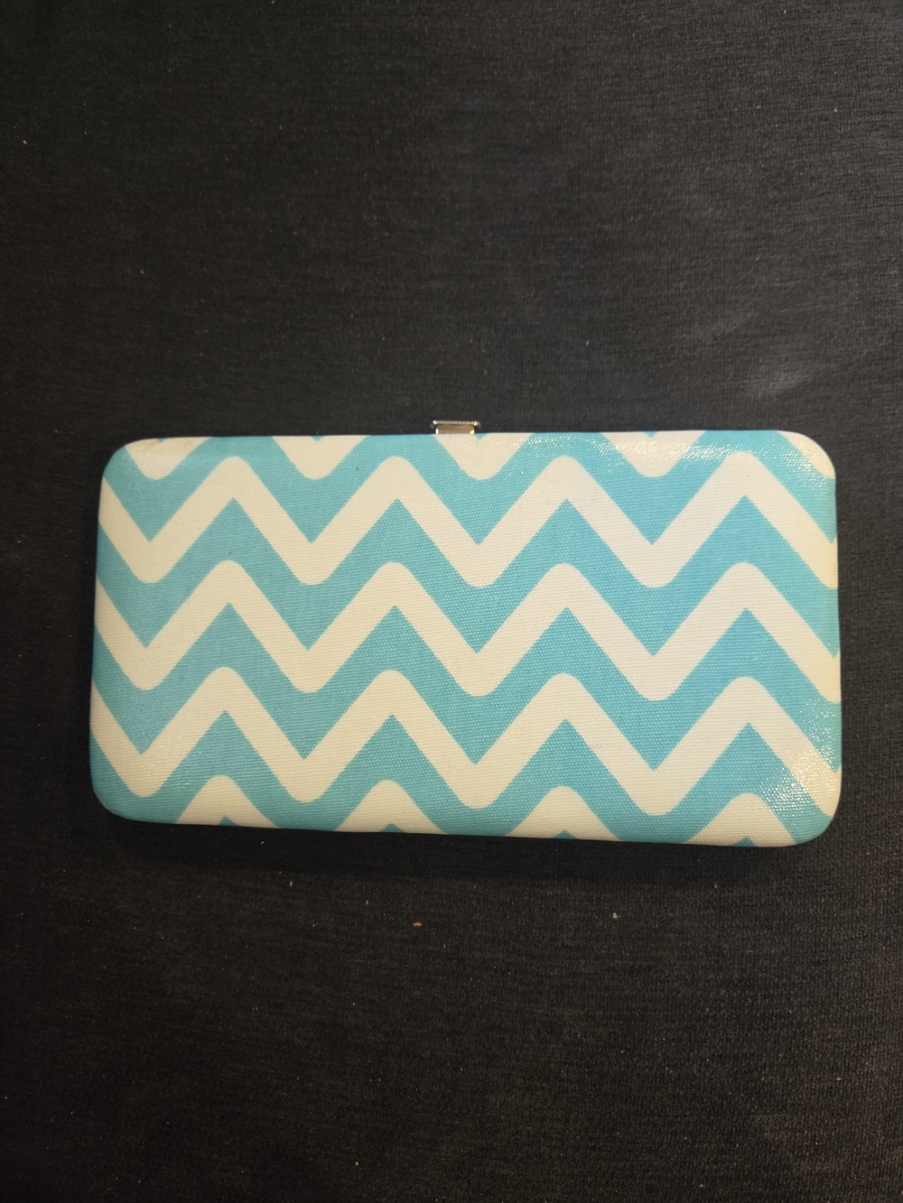 Blue and White Chevron Clutch Wallet